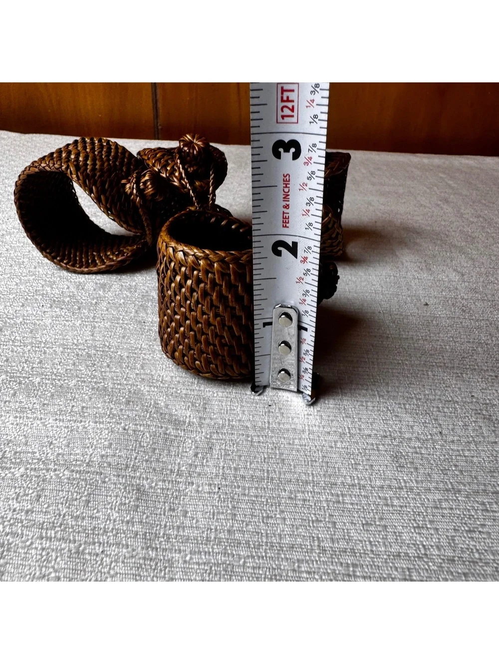 Set of 4 Vintage Woven Rattan Placemats 19.5x14 with 4 Matching Napkin Rings
